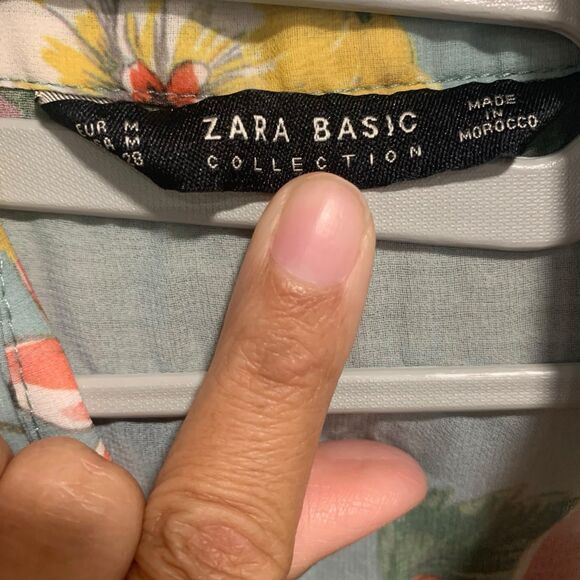 Zara Womens Sheer Floral Print Side Slit Drawstring Bow Cardigan Top M Boho - Picture 4 of 6